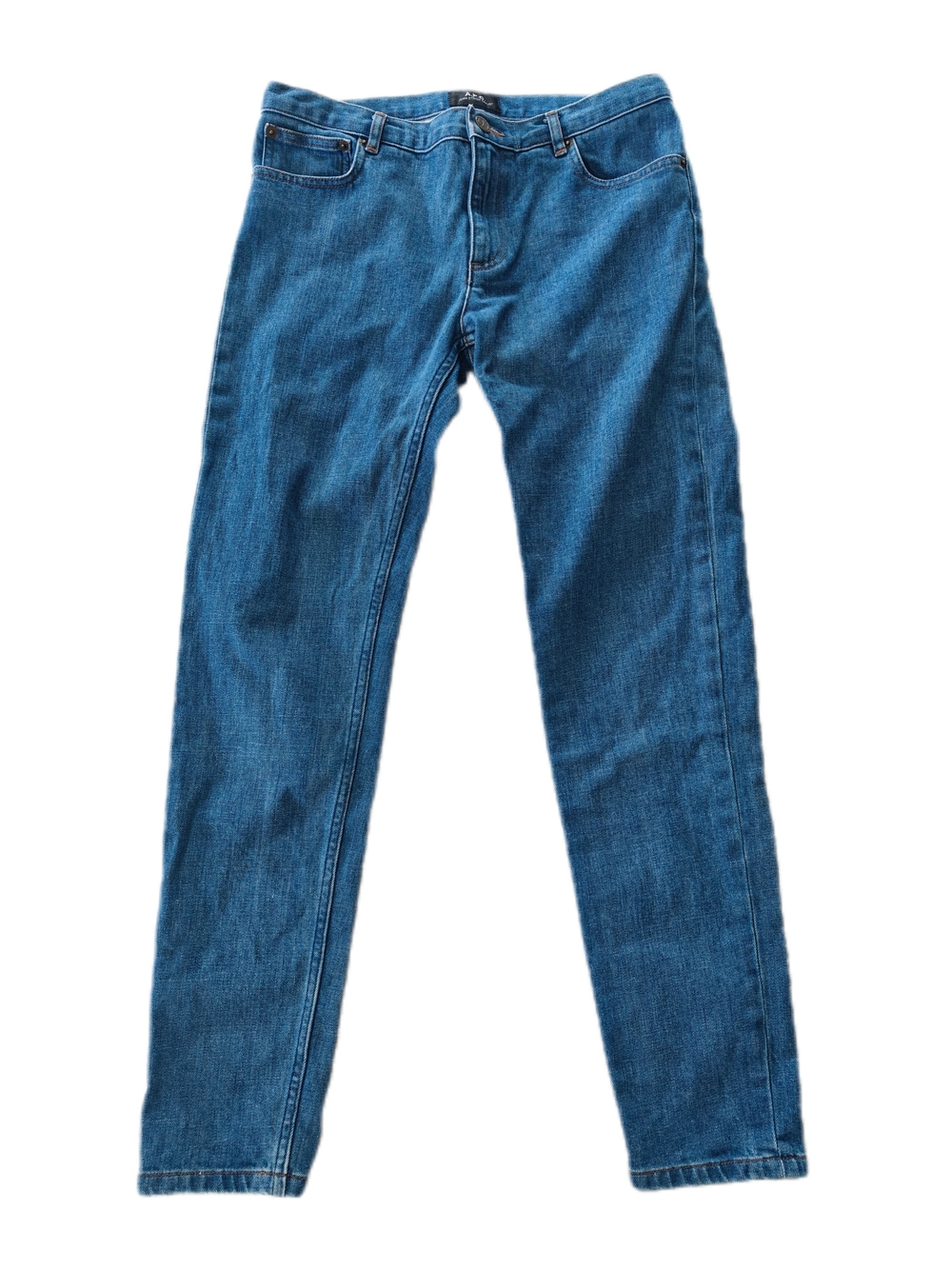 A.P.C. Medium Wash Blue Denim Straight Leg Jeans Streetwear Quiet Luxury Casual